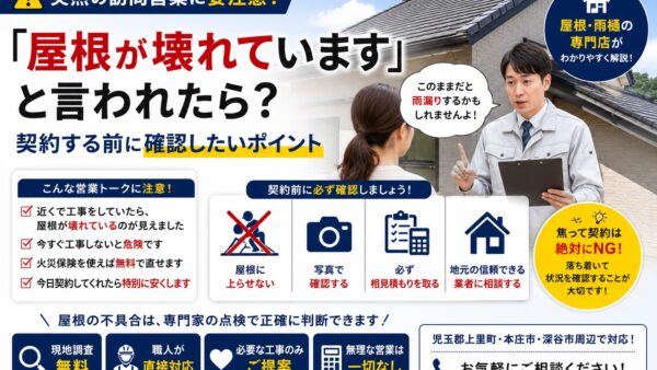【訪問営業に「屋根が壊れています」と言われたら？】契約する前に確認したいポイント
